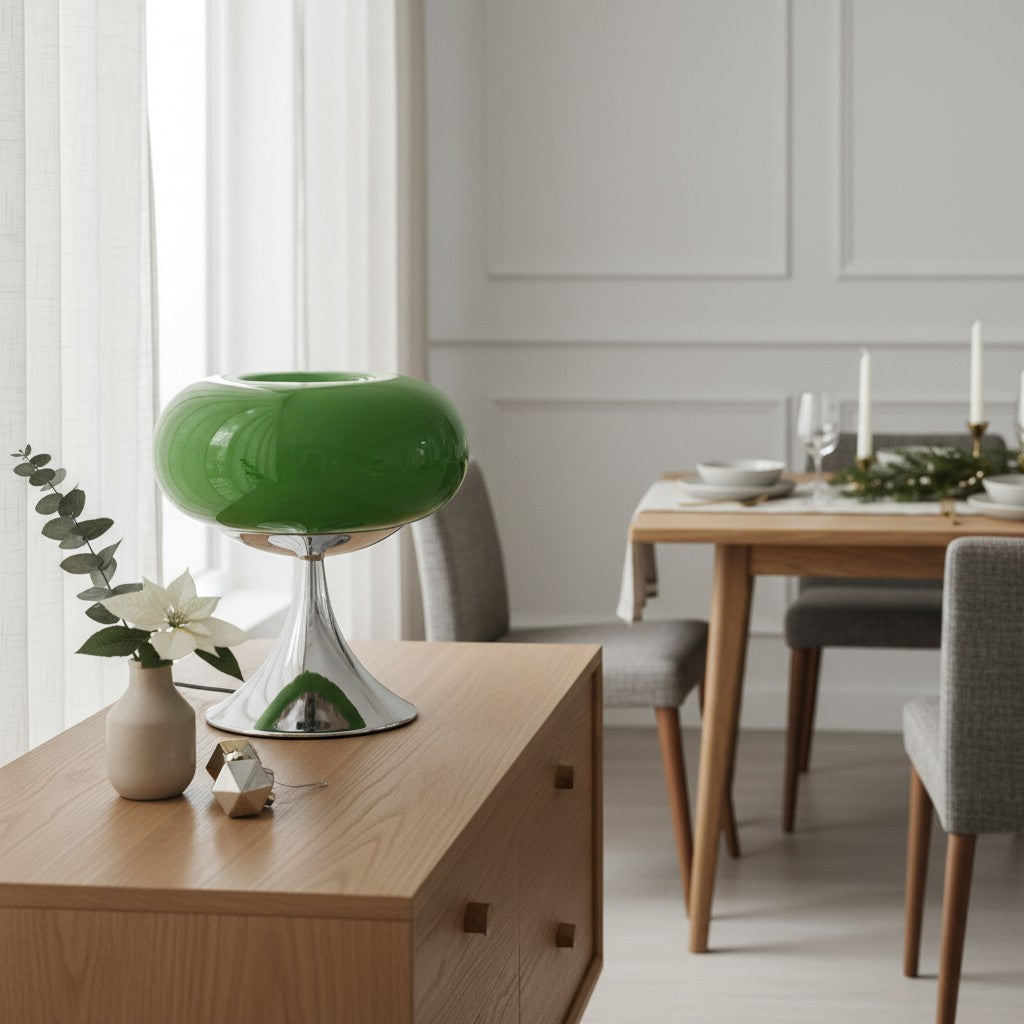 Lollora Rounded Sculptural Lamp - Contemporary Bauhaus Glass Table Light for Bedside