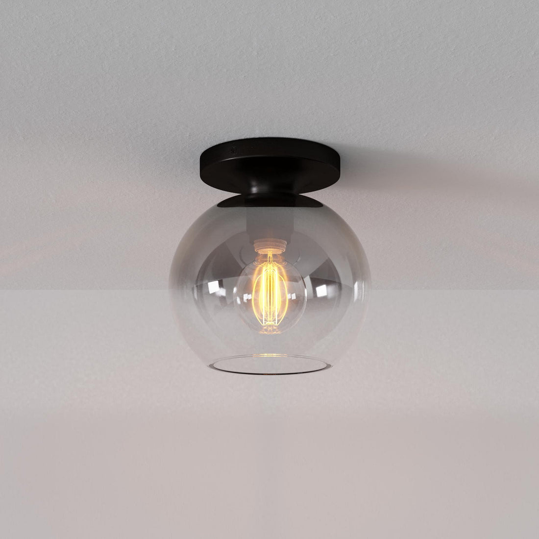 Selvion Modern Globe Ceiling Lamp - Damp-Rated Bathroom Lighting - Luxe Glass Shade