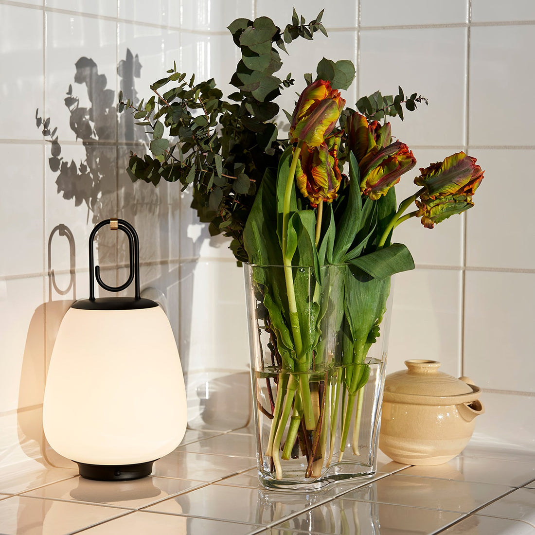 Lantern Table Lamp - USB Rechargeable Nordic Light for Indoor & Patio