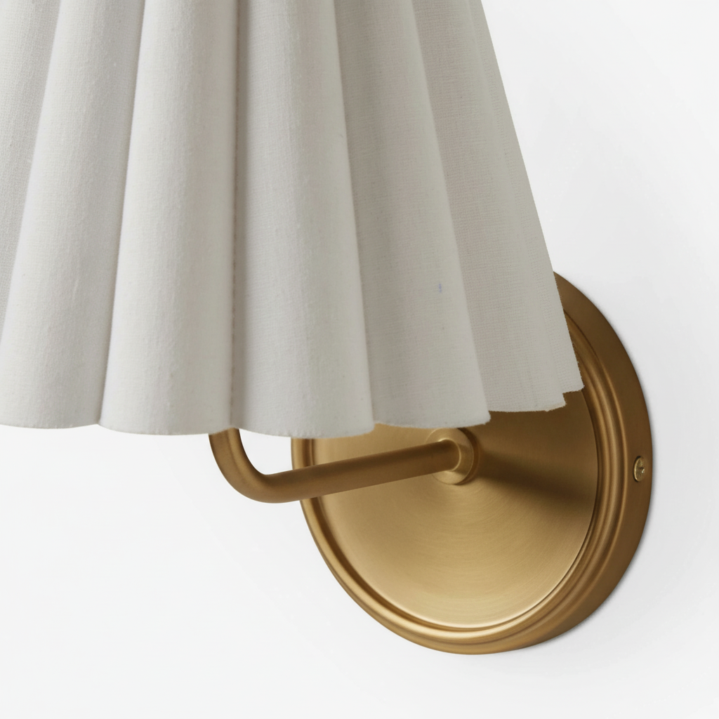 Ruffmeto Fabric Wall Sconce – Featuring Pleated Detailing on a Sculptural Metal Frame for Study or Hallway