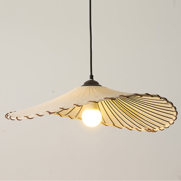 Wabi-Sabi Lotus Leaf Pendant Lamp – Fabric Light – Vintage Minimalist
