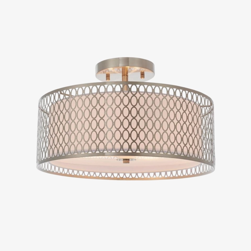 Liorin Geometric Mesh 3‑Light Flush Ceiling Light - Mesh Metal Lamp for Living Room or Hallway