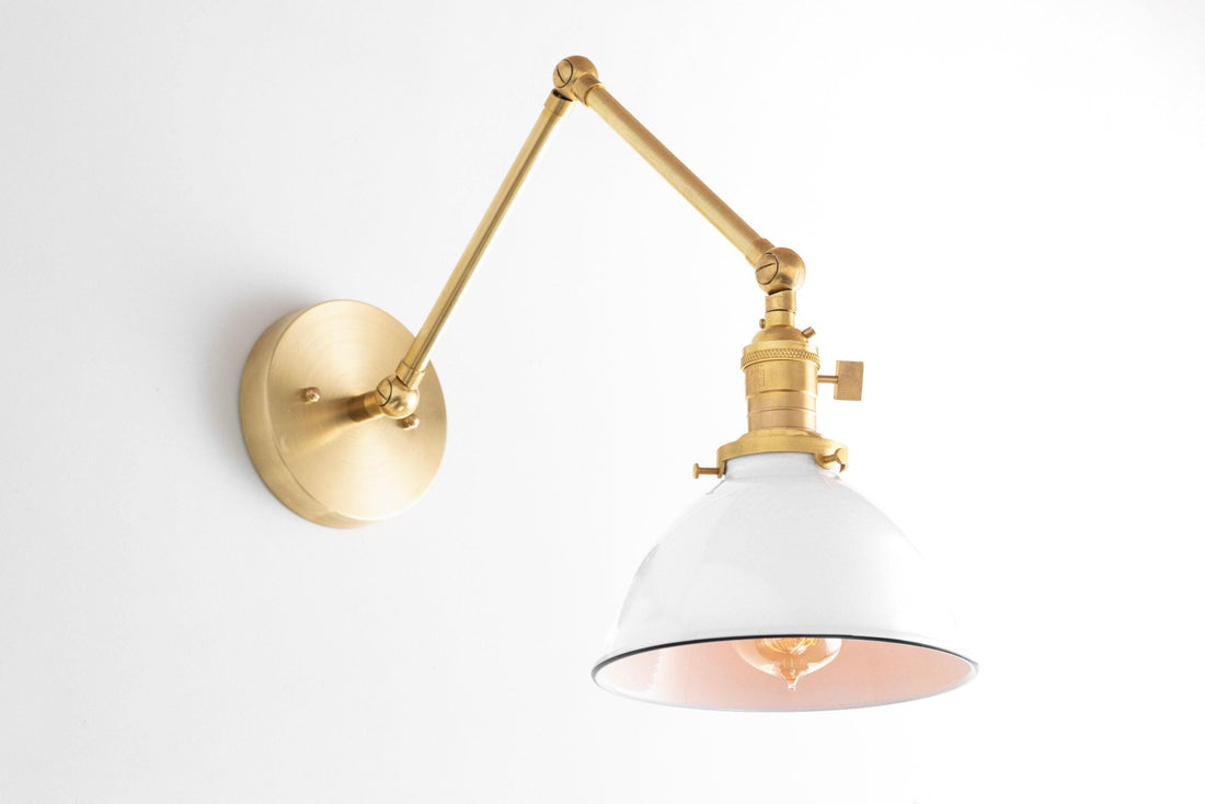 Conique Metal Vintage Industrial Swing Arm Wall Lamp - Adjustable Dome Shade for Study