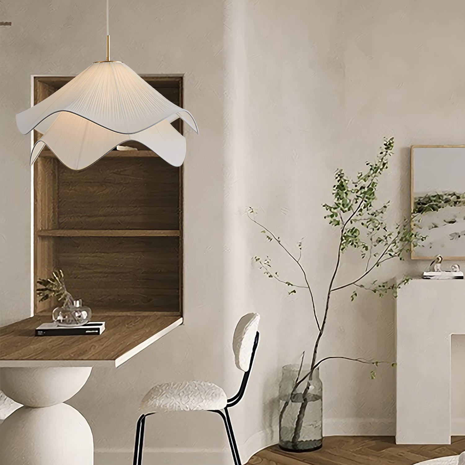 Ethereal Bloom French Floral Pleated Fabric Pendant Light