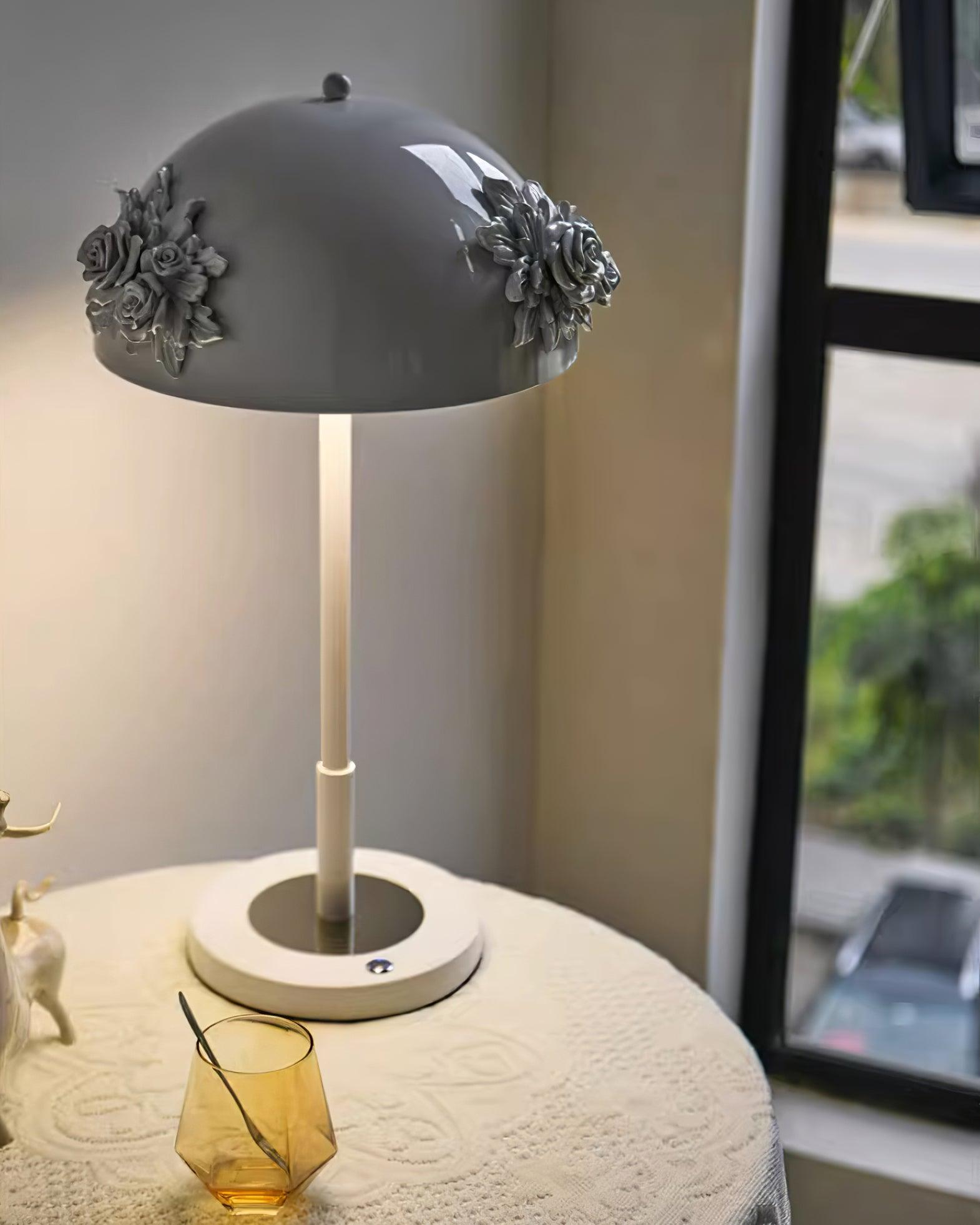 Table Lamp with Built-in Battery - Artistic Floral Light for Room