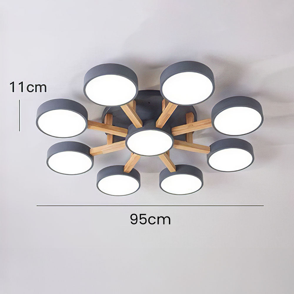 LED Ceiling Light – Modern Iron Wood Fixture for Bedroom Ambiance