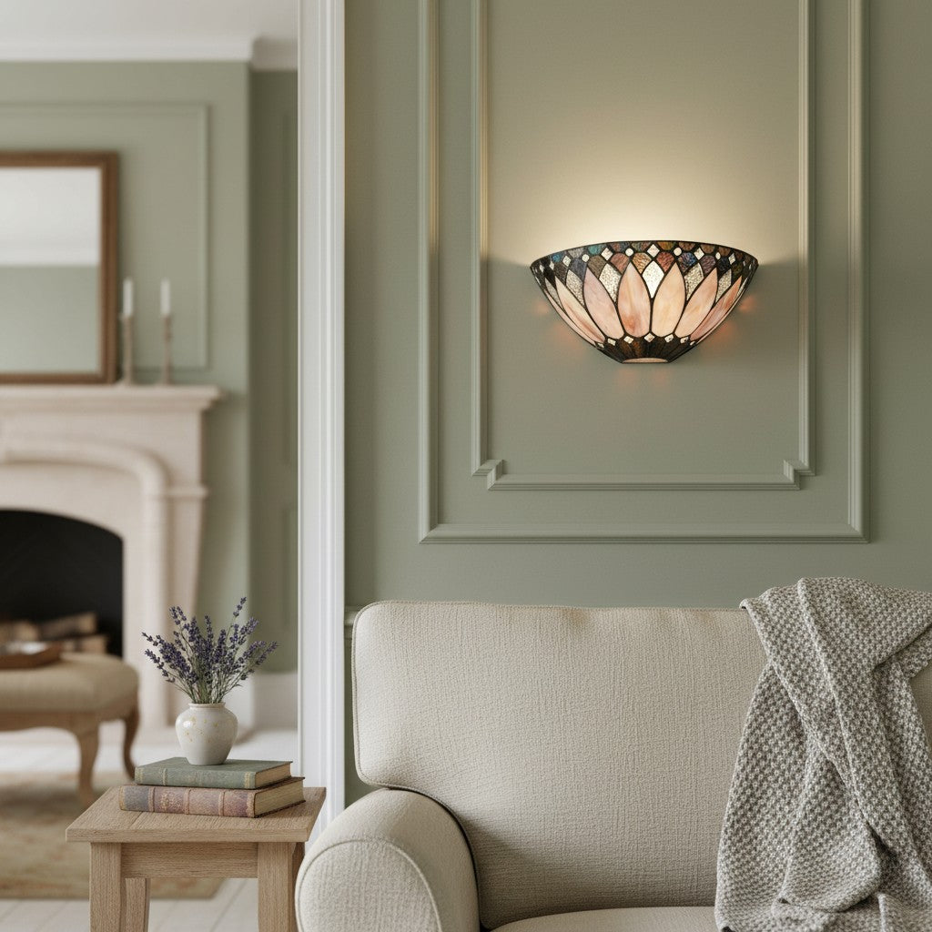 TF Brooklyn Elegant Wall Light - Art Deco Glass Wall Sconce for Living Room or Hallway