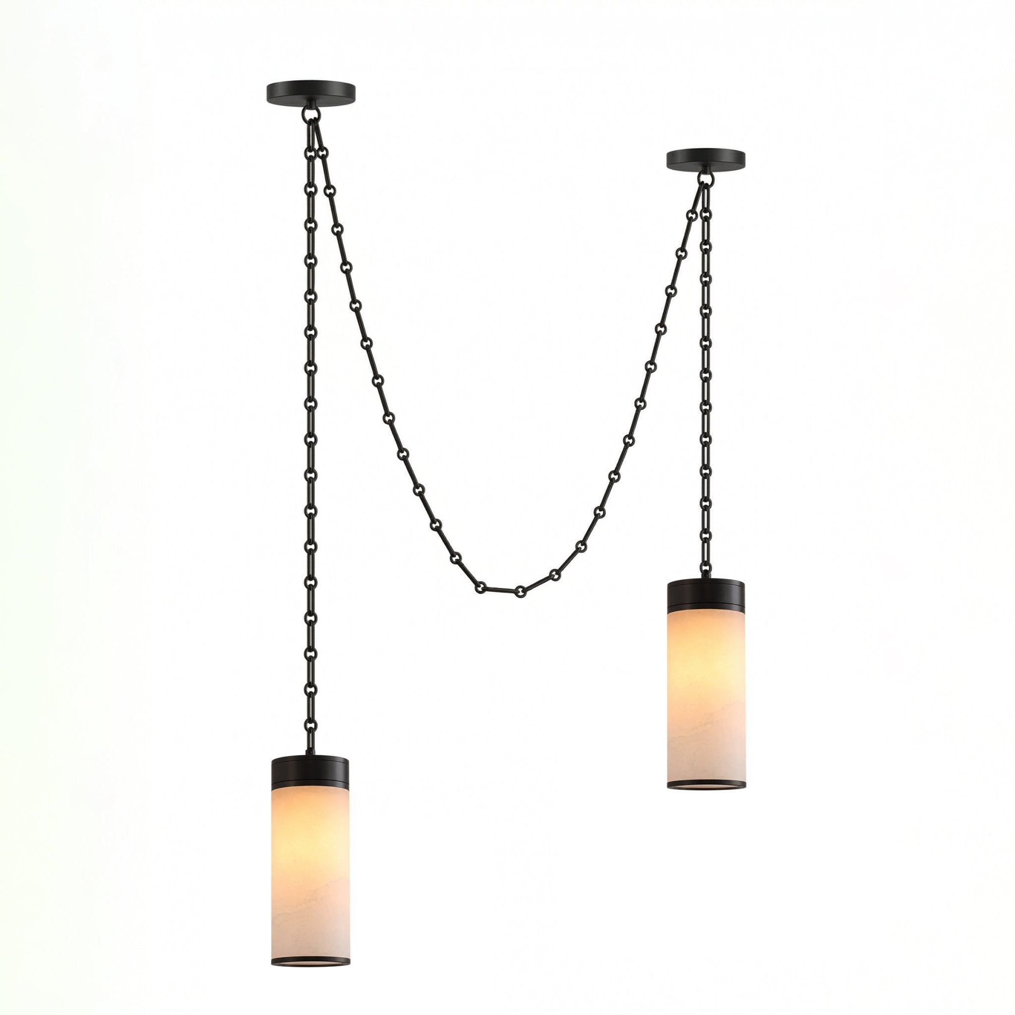 Cream Alabaster Chain Hardwired Pendant Light