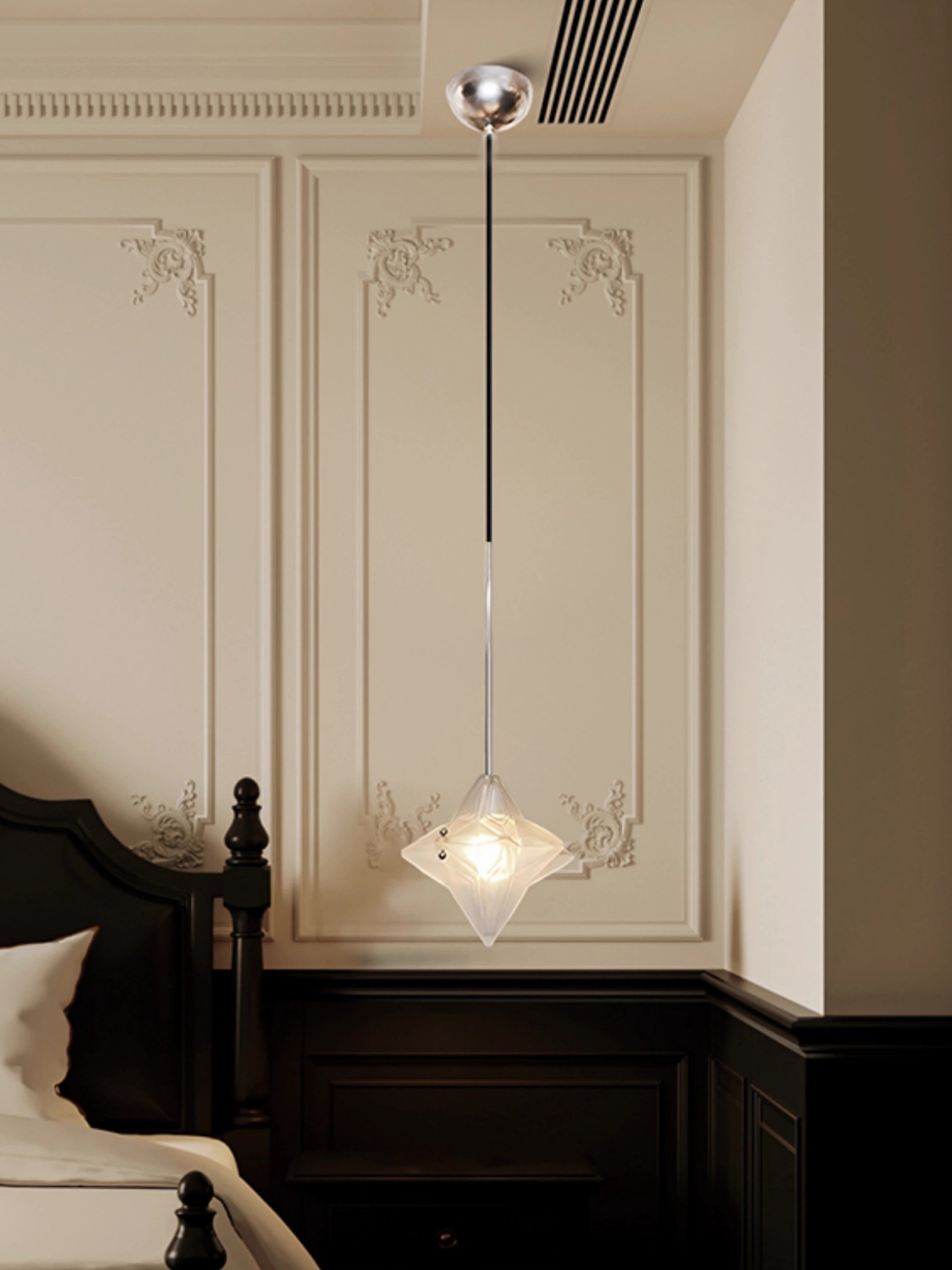 Art Deco Astris Elara Star Pendant Light - Frosted Glass Pendant with Geometric Style