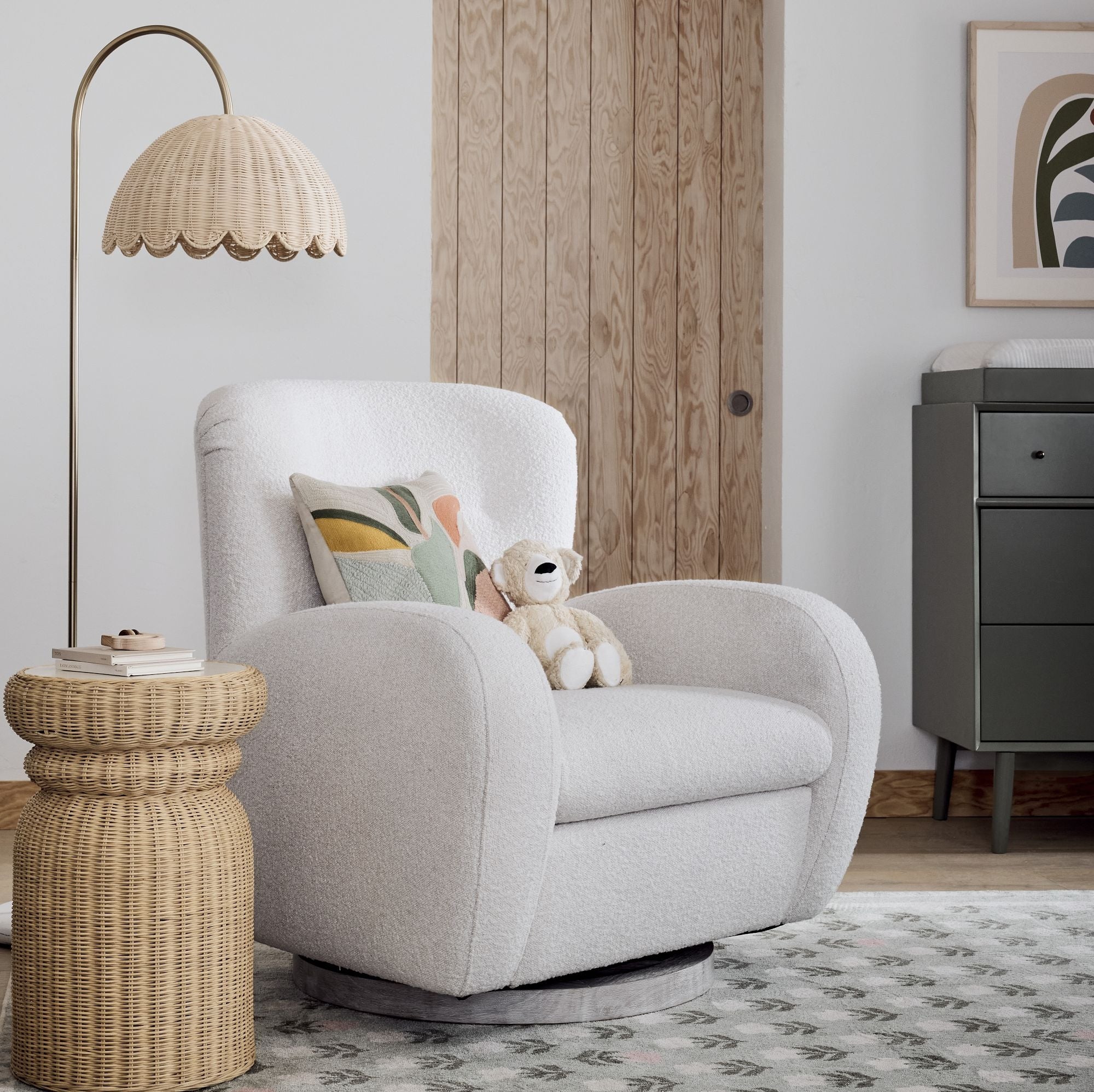 Olvara Natur Rattan Bubble Stehlampe – Kinderzimmerbeleuchtung mit Boho-Charme