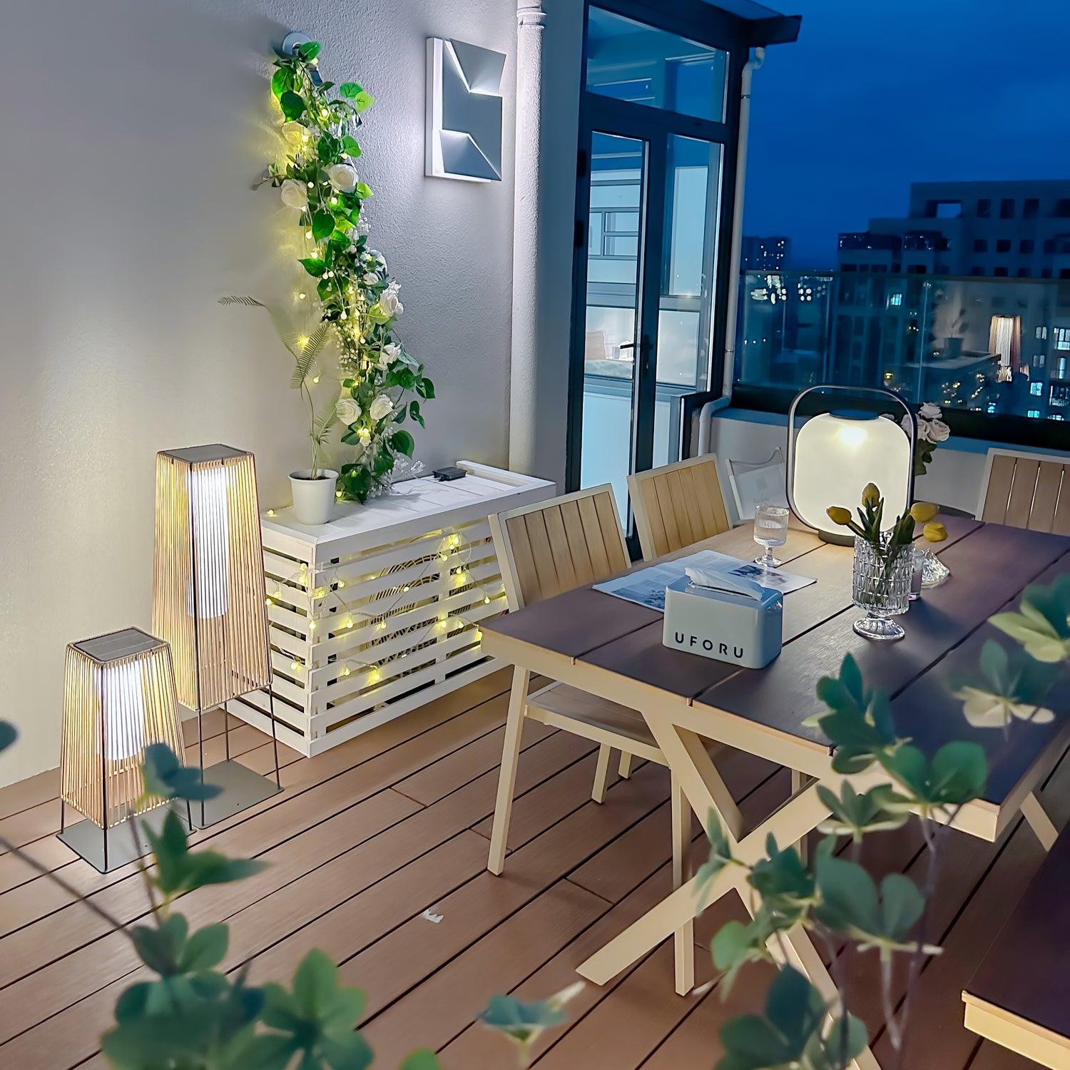 Plastic Rattan Outdoor Post Light - Solar Post Lamp Ideal