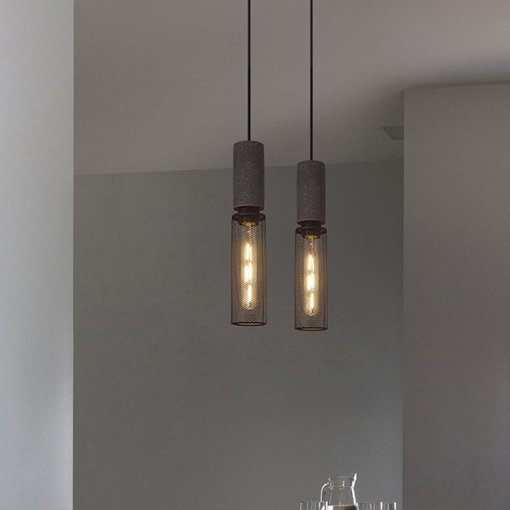 Iron Pendant Light - Modern Grey Industrial Hanging Lamp