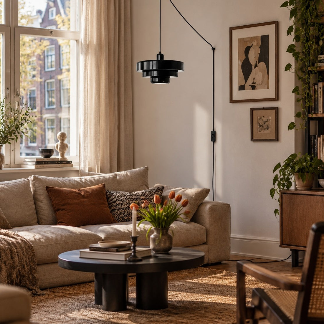 Retro Bauhaus Plug-In Pendant Light
