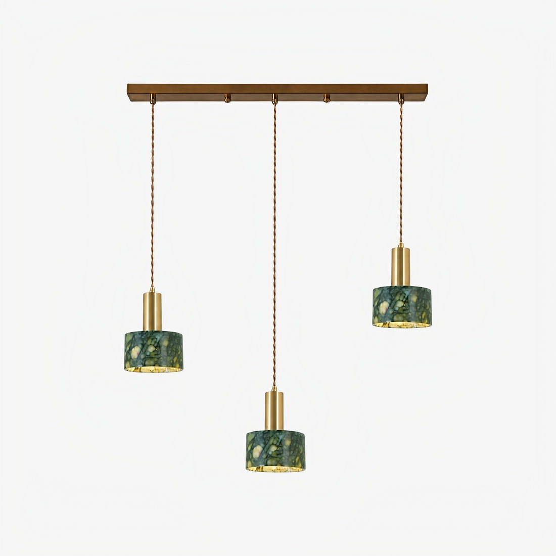 Green Jade 3-Light Cluster Pendant Light