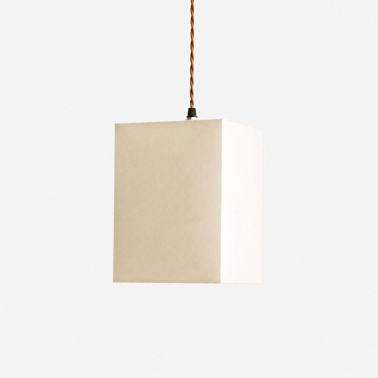 Square Fabric Pendant Lamp with Wood Canopy