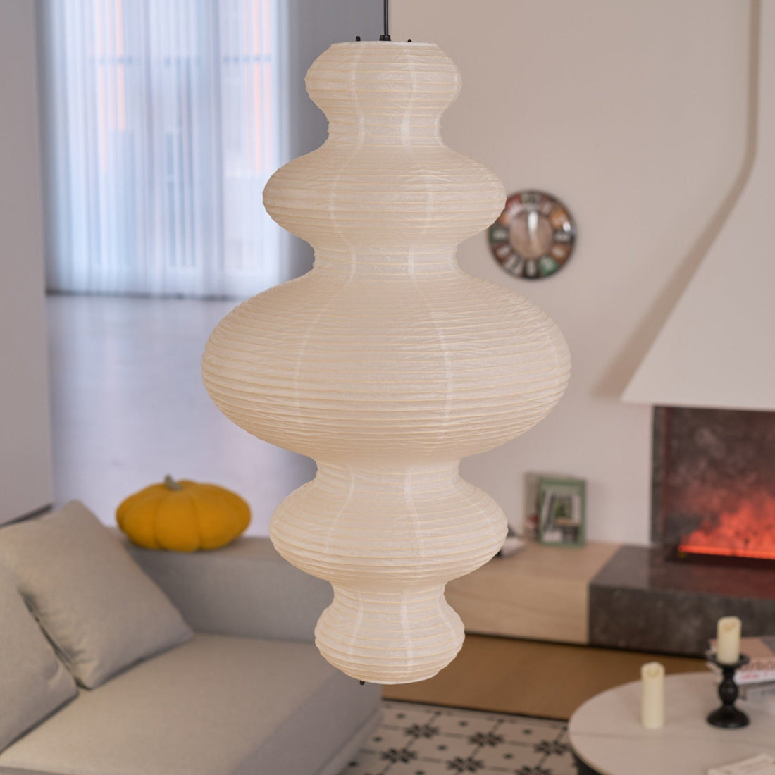 Sculptural Rice Paper Pendant Lamp - Luxurious Lamp for Bedroom