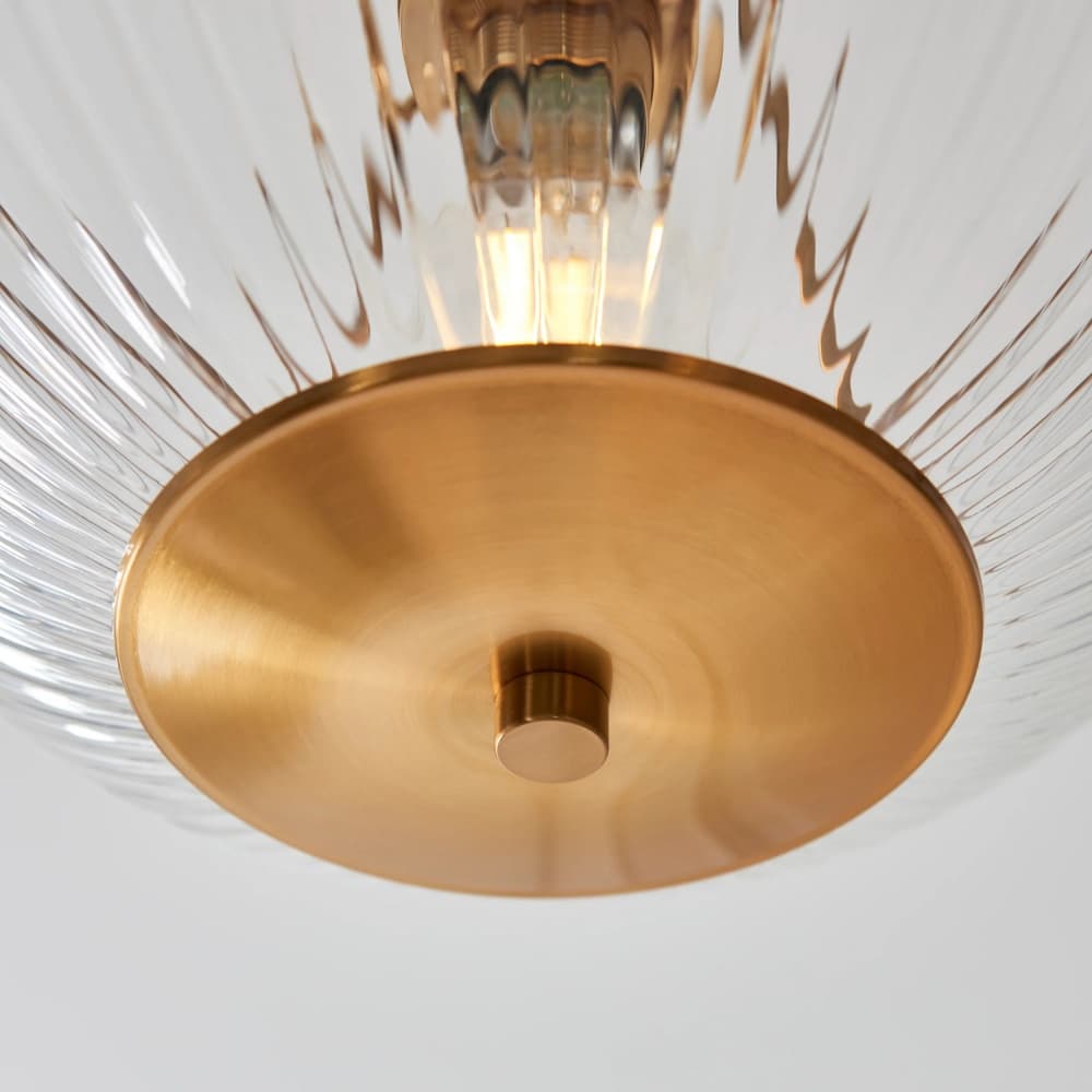 Luntra Ribbed Glass Uplighter Flush – Elegant Ceiling Light for Hallways and Bedrooms