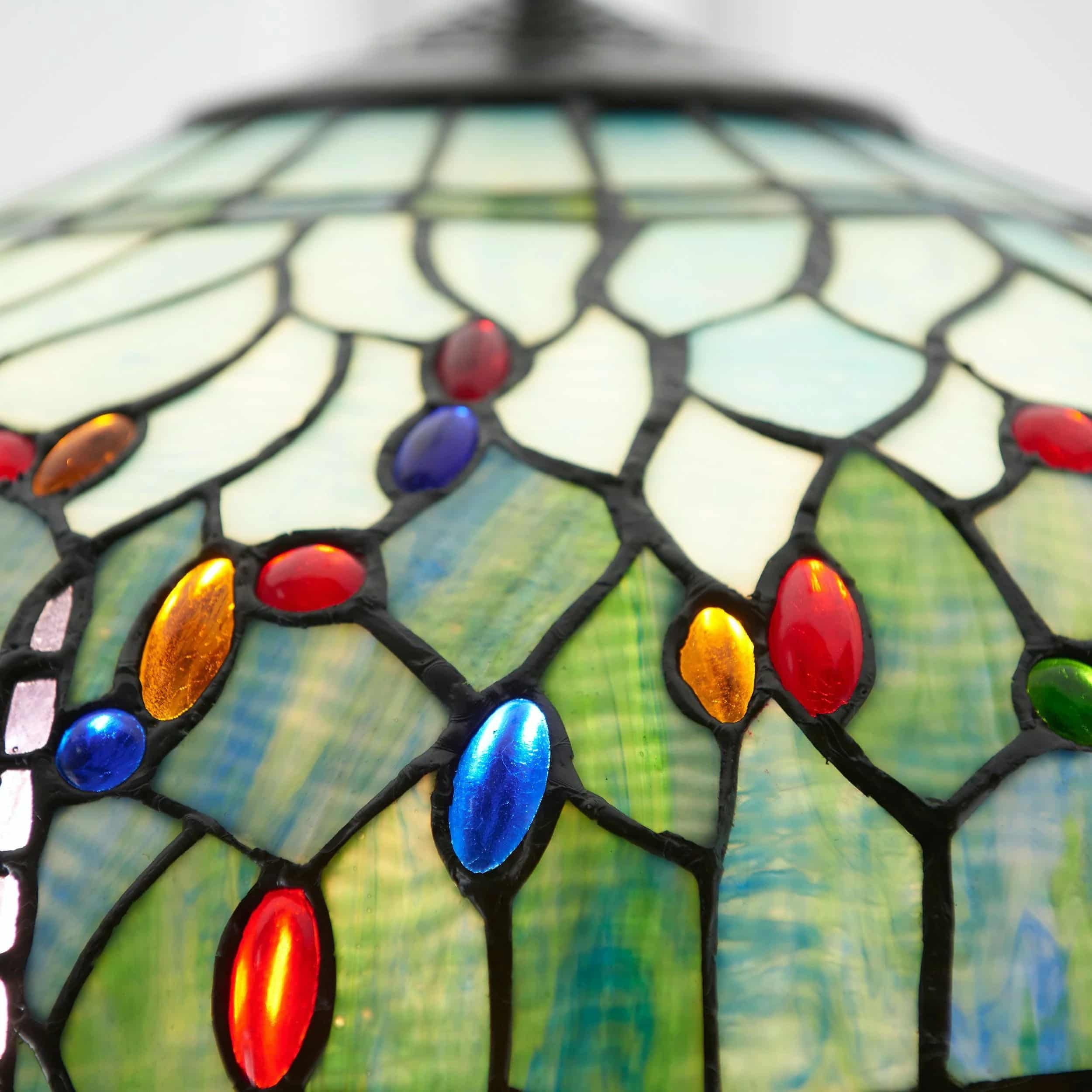 TF Dragonfly Tiffany Pendant Light – Art Nouveau Stained Glass Pendant for Living