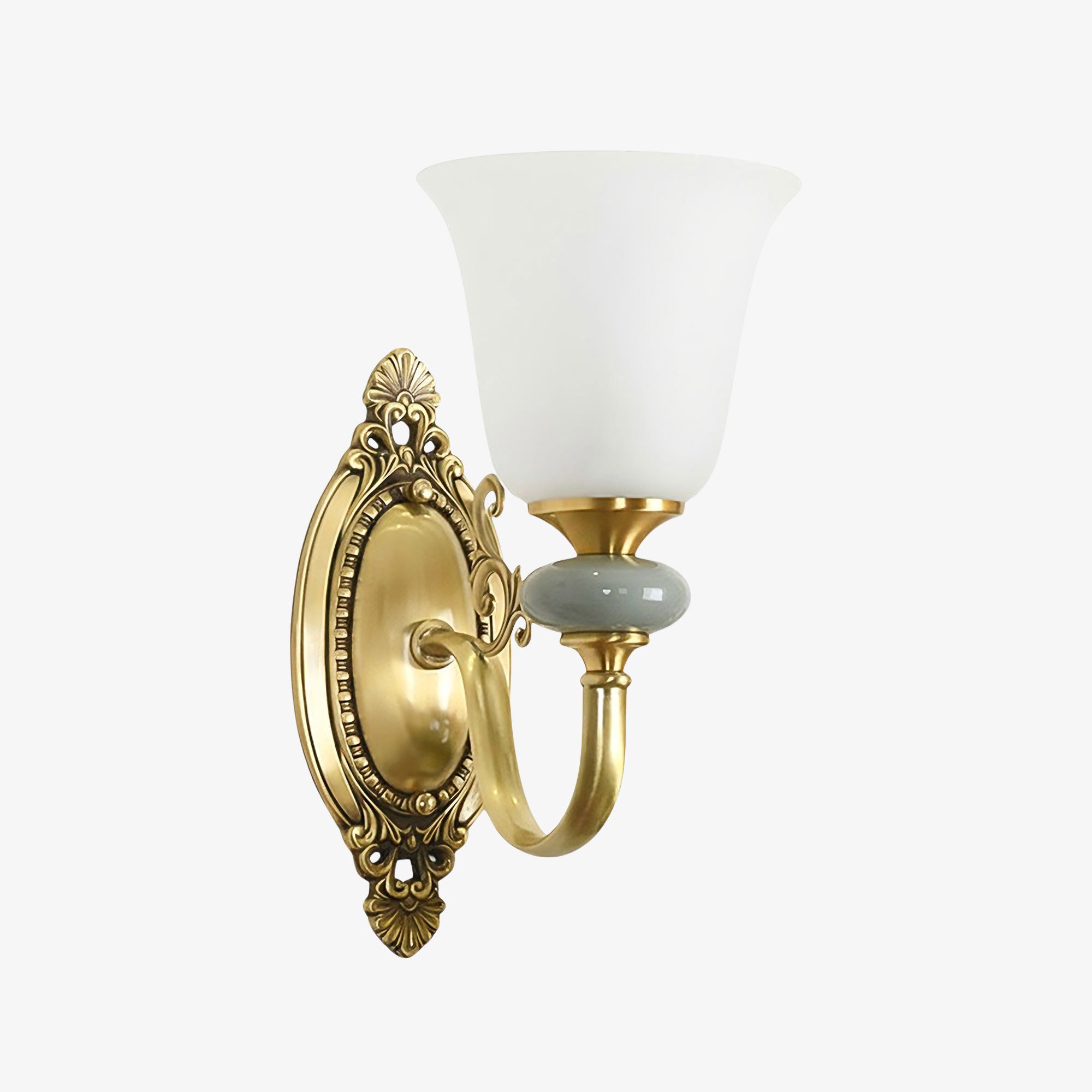 Rowanea Ceramic Wall Sconce with Fabric Shade and Metal Finish - Farmhouse Modern Hallway Light