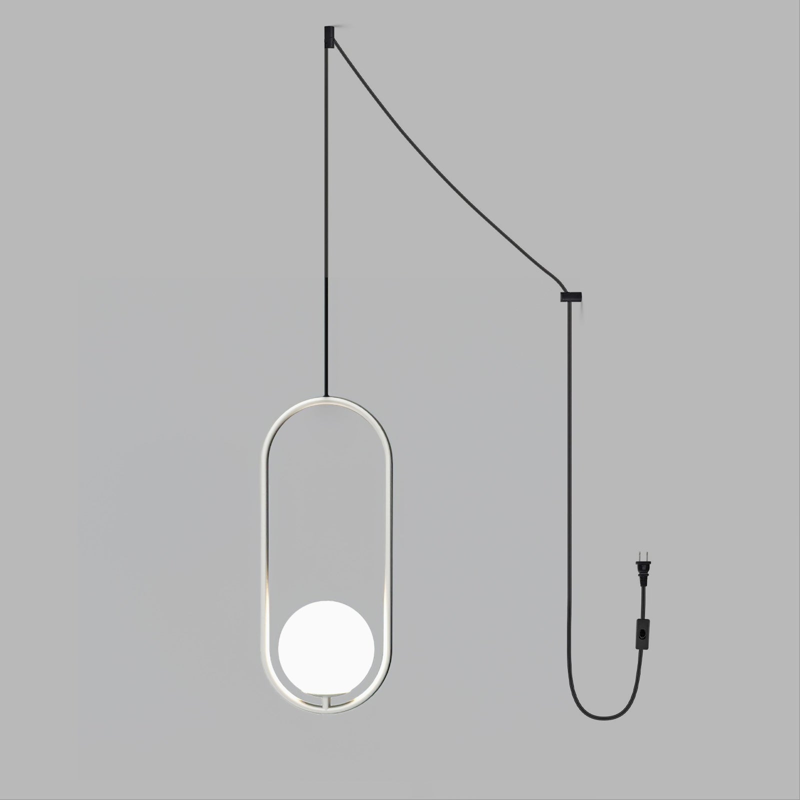 Pearl Glass Sphere Brass Plug-In Pendant