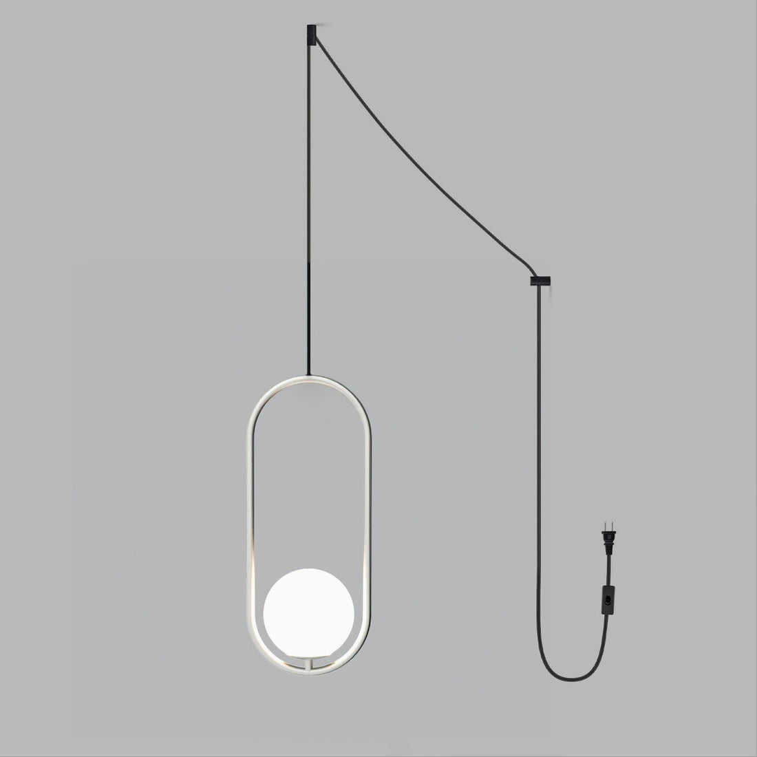 Pearl Glass Sphere Brass Plug-In Pendant