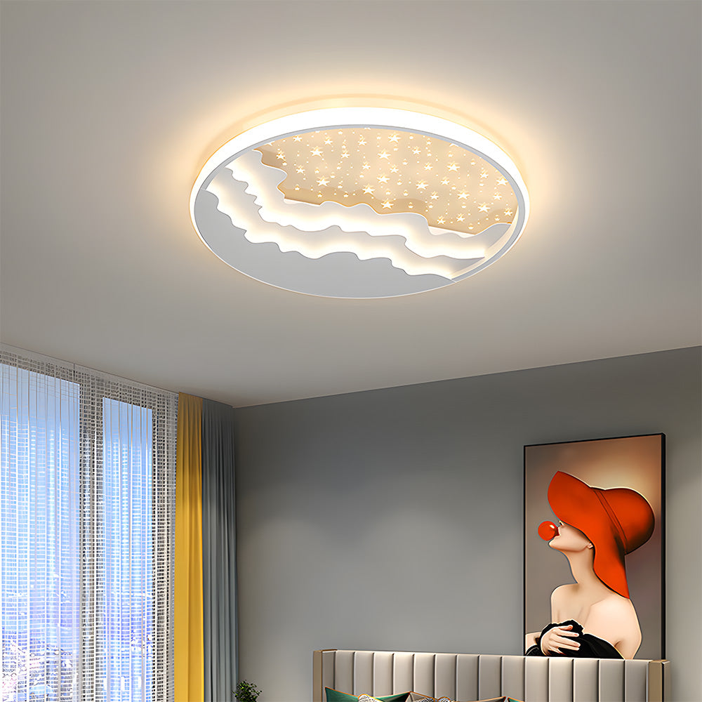 Creative White Iron Ceiling Light - Geometric Iron Fixture for Bedroom