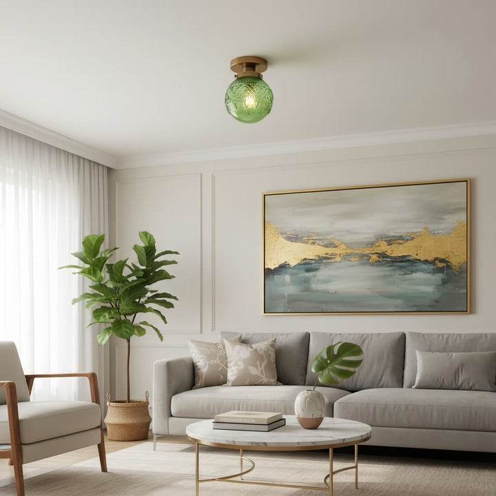 Naveliro Sphere Glass Flush Mount Ceiling Light - Timeless Design for Living Room and Kitchen