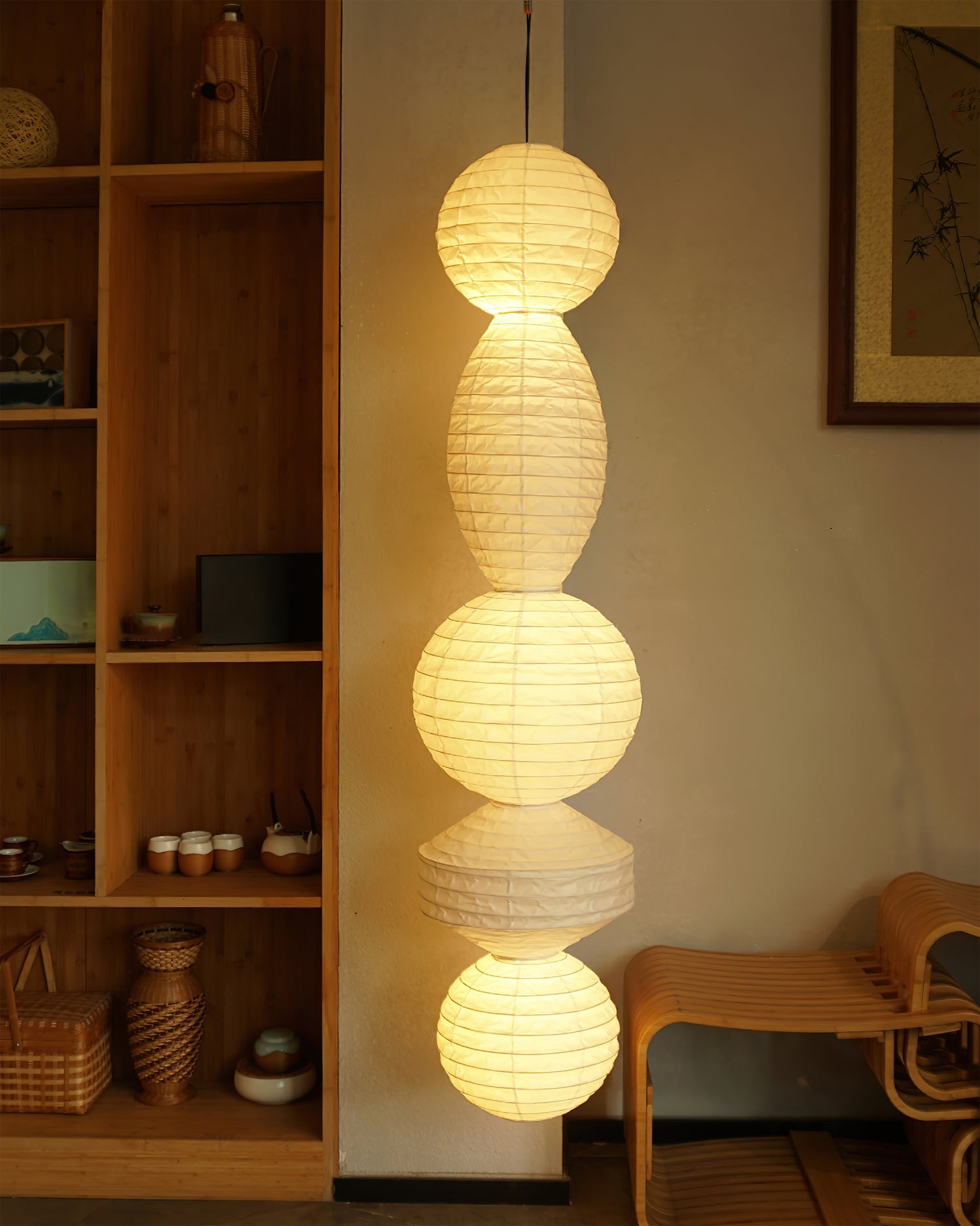 Stacked Paper Plug-In Pendant Lamp