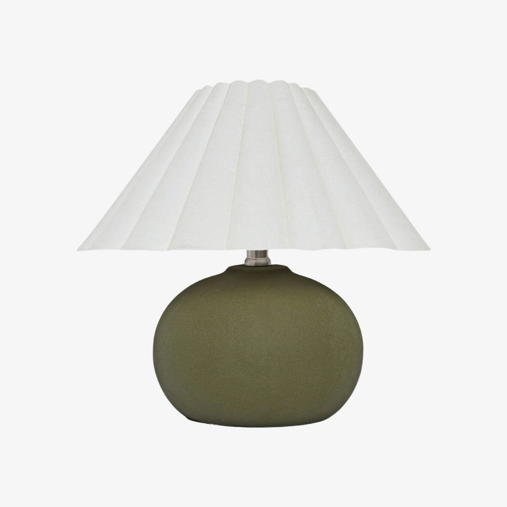 Ruffmeto Decorative Table Lamp — Round Ceramic Base with Pleated Fabric Shade for Cozy Spaces