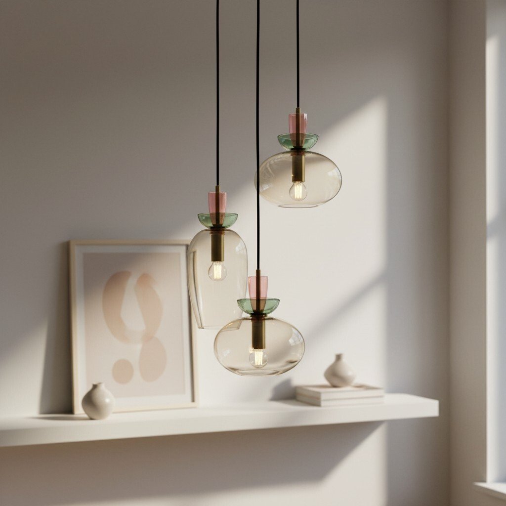 Tintora Colorful Glass Globe Pendant Light - Mid-Century Modern for Dining Rooms or Living Room