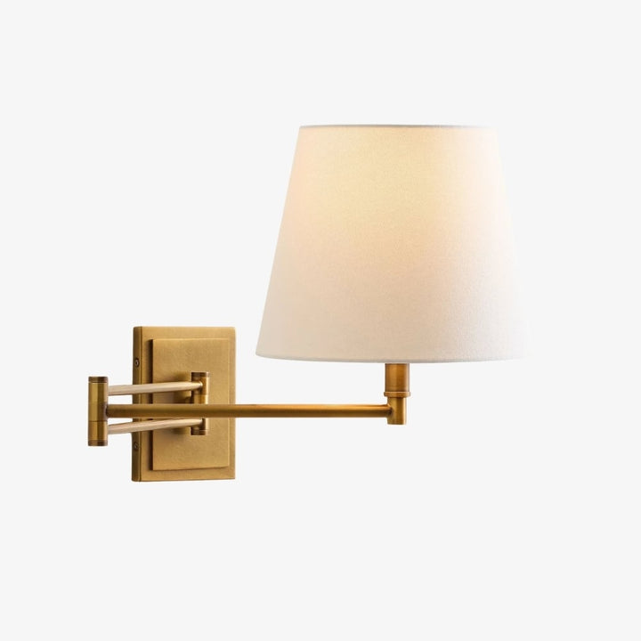 Arcuma Modern Adjustable Arm Wall Sconce with Linen Shade - Contemporary Metal Lighting for Living Room