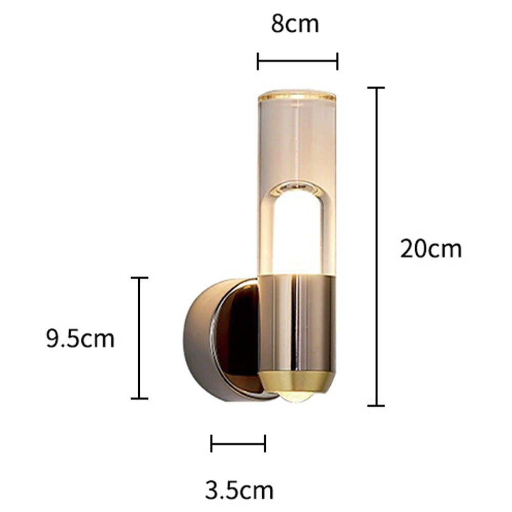 Cylinder Glass Sconce - Modern Clear Acrylic Wall Lamp for Entryway