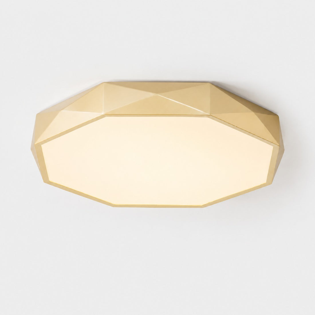 Faceted Gold Geometric LED Flush Mount Ceiling Light