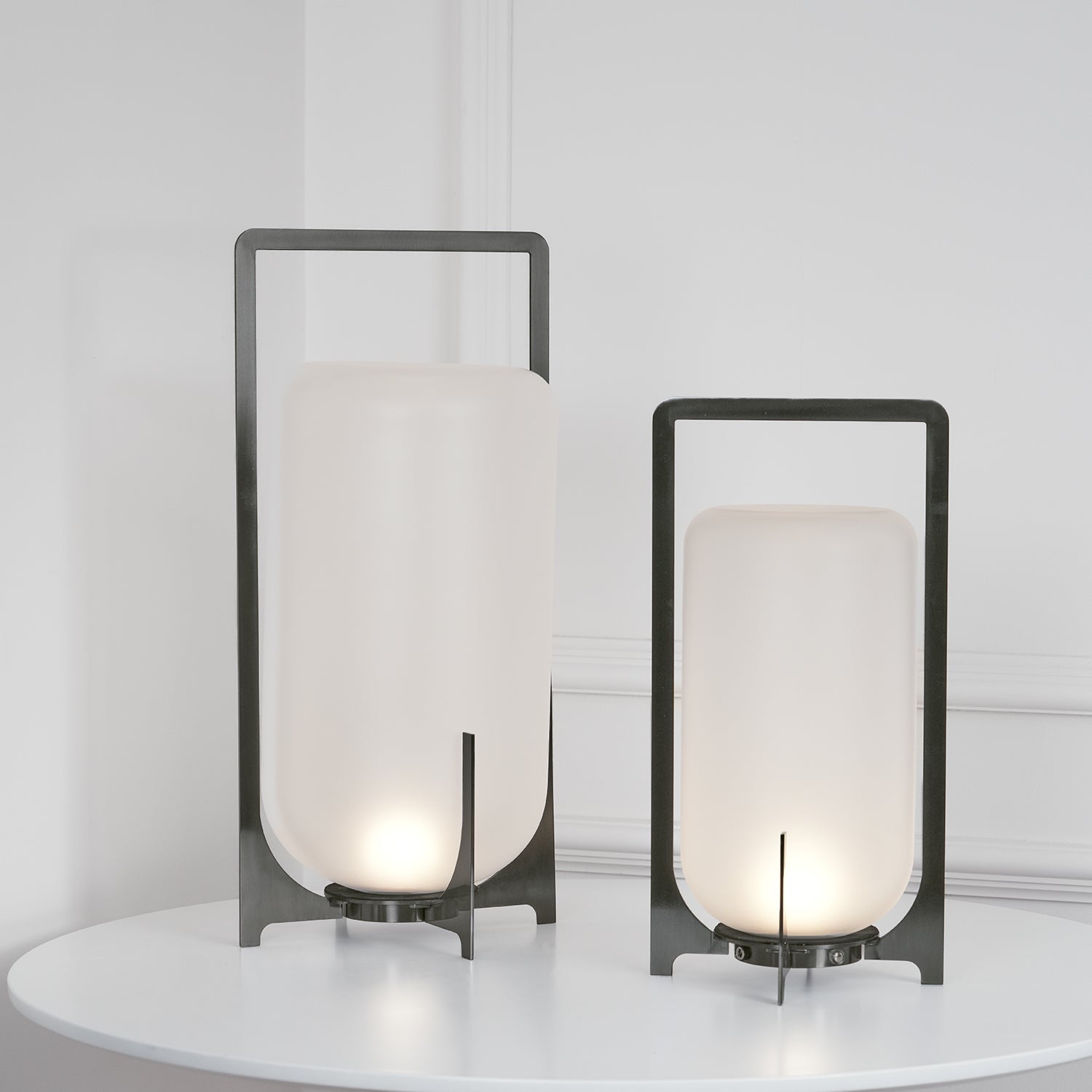 Lantern Table Lamp - Steel Modern Light for Bedroom & Living Room