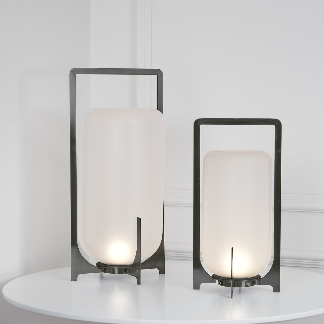Lantern Table Lamp - Steel Modern Light for Bedroom & Living Room