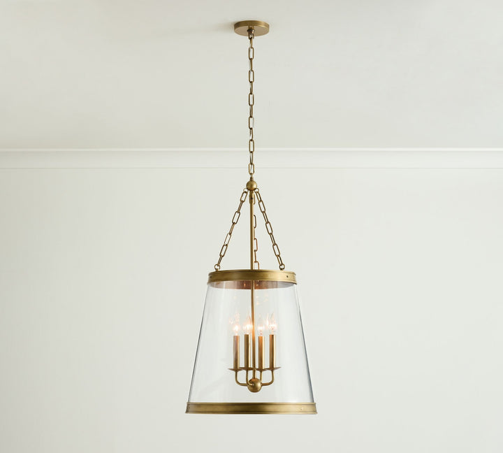 Driscoll Brass Drum Pendant Light - Vintage Glass Iron Lamp for Kitchen