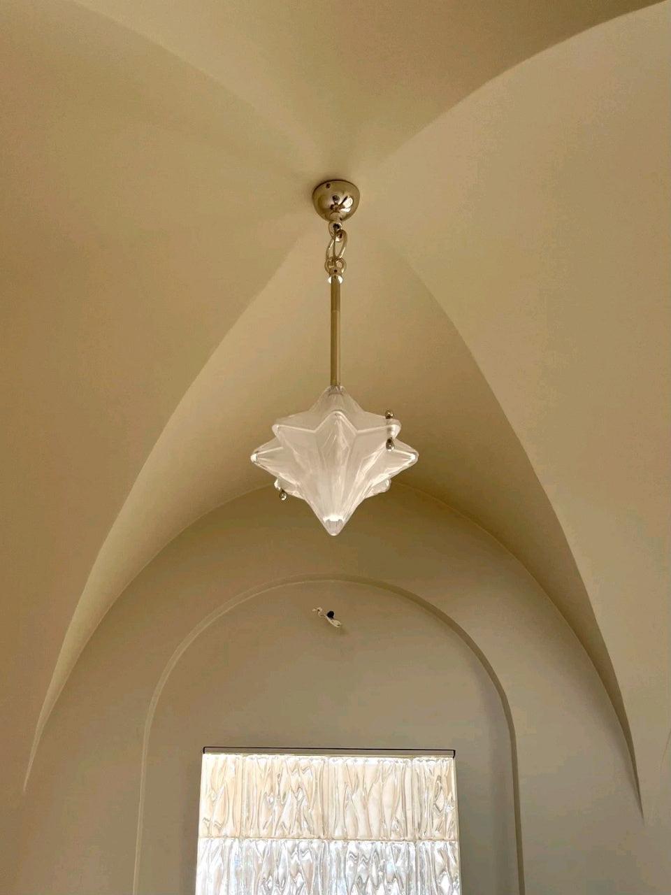 Art Deco Astris Elara Star Pendant Light - Frosted Glass Pendant with Geometric Style