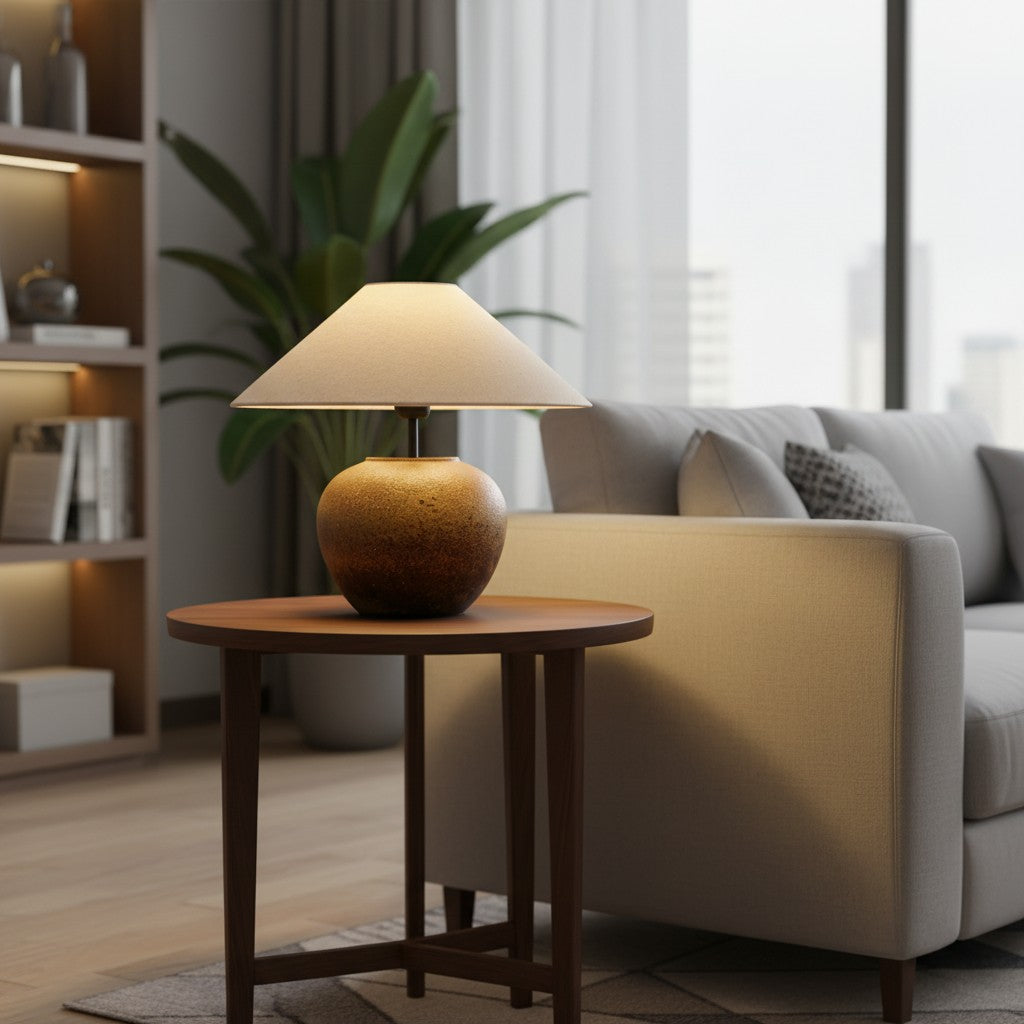 Ceravine Ceramic Table Lamp – Elegant Ceramic Base with Fabric Shade for Bedroom or Living Room