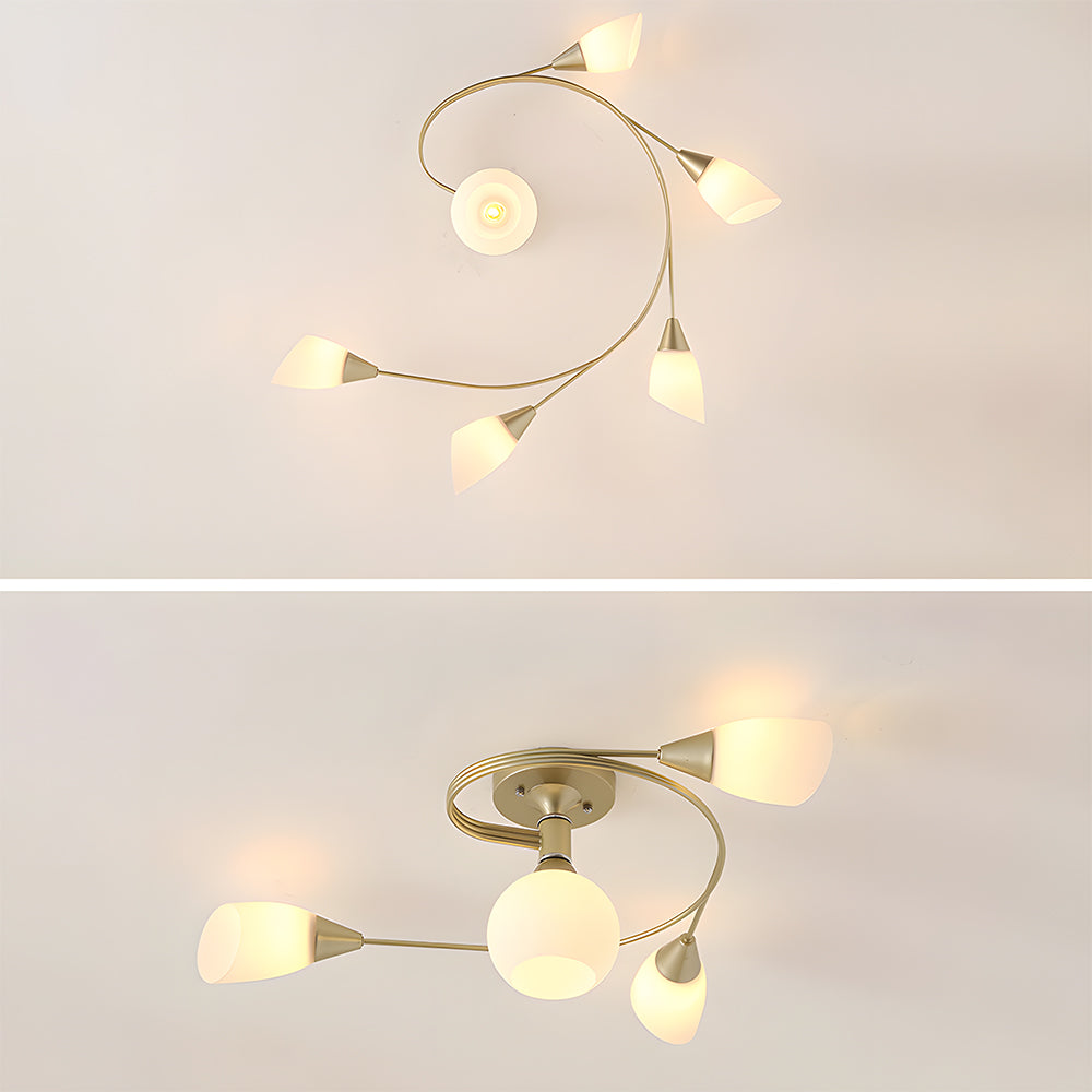 Semi Flush Mount Ceiling Light - Modern White Glass Creative Design