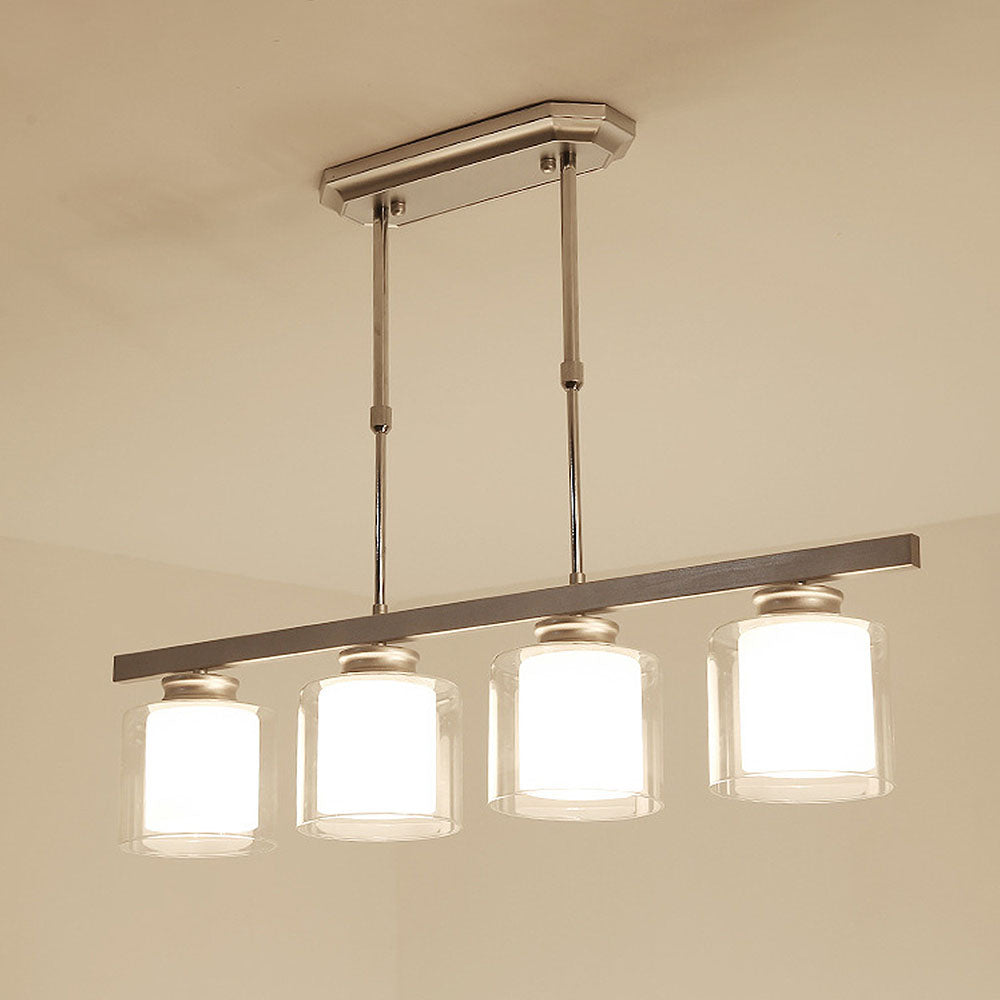 Kitchen Island Pendant Light - Modern Adjustable Height Glass Lighting