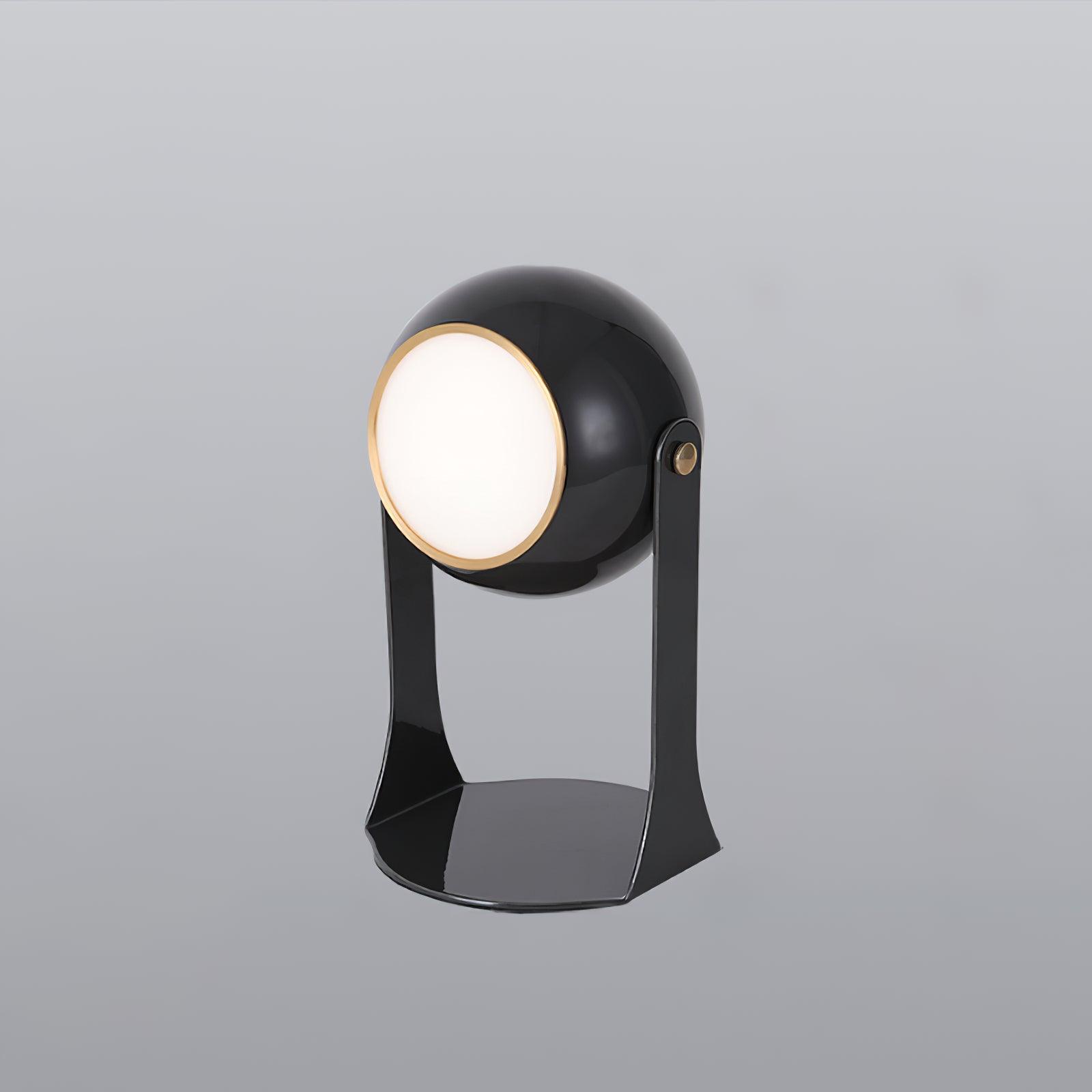 Glänzende schwarz-weiße Tischlampe – Helm-inspiriert
