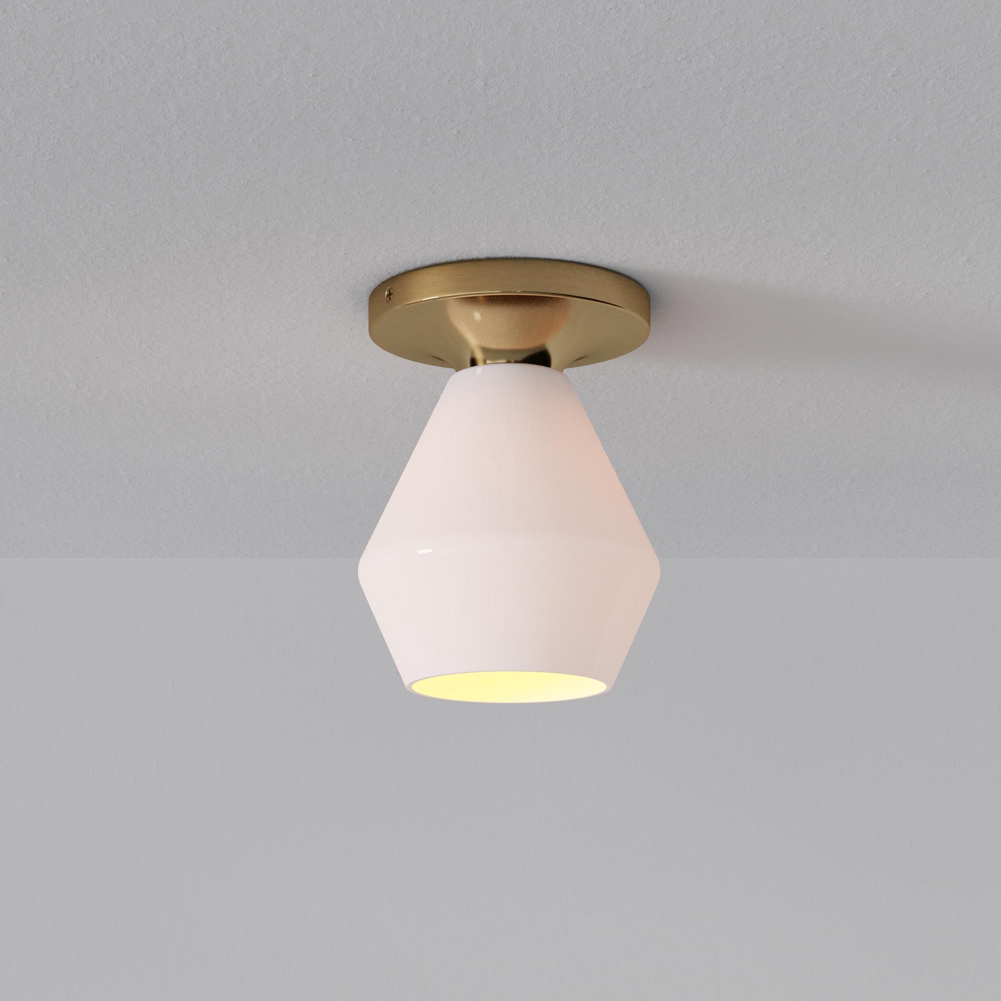 Merin Minimalist Sleek Geometric Glass Flushmount Light