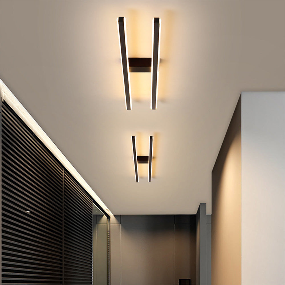 Double Linear Ceiling Light - Industrial Iron LED Lamp for Living Room