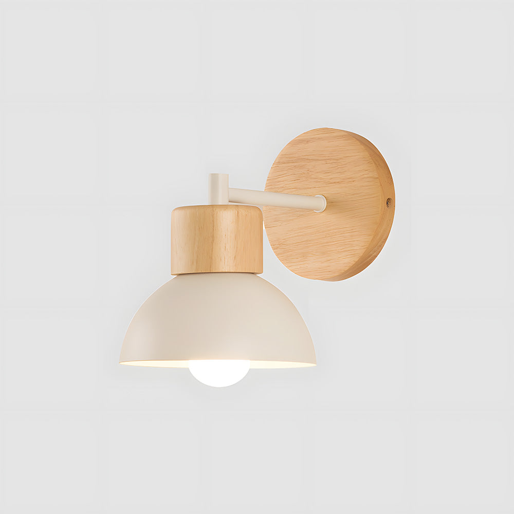 Modern Wooden Wall Light - Semicircular lampshade Fixture for Bedroom