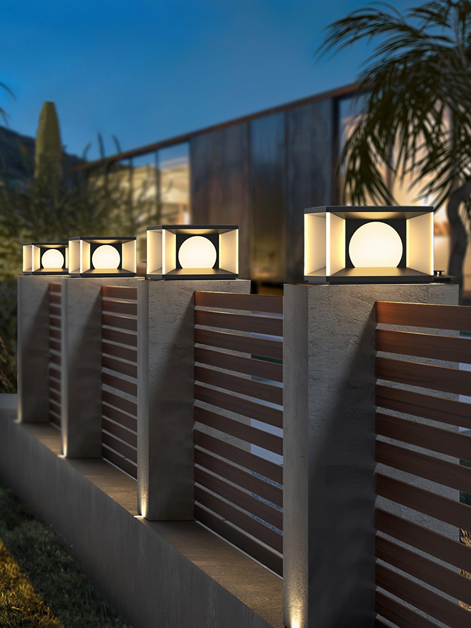 Eclipse Cube Outdoor Post Light - Weatherproof Garden & Pathway Lighting
