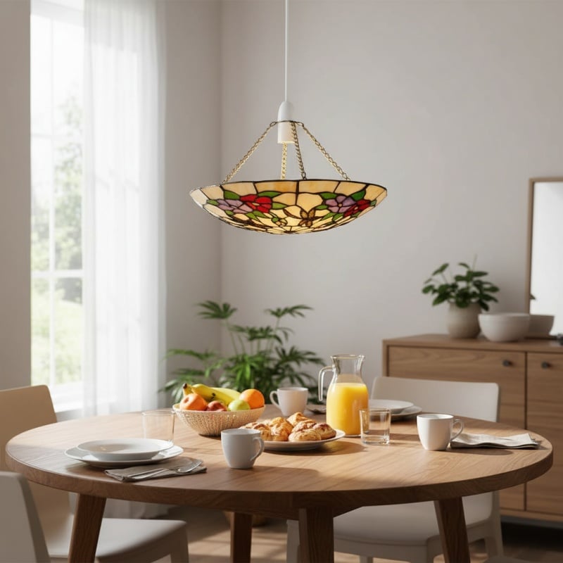 TF Butterfly Pendant Lamp — Decorative Stained Glass Pendant Light for Bedroom or Entryway