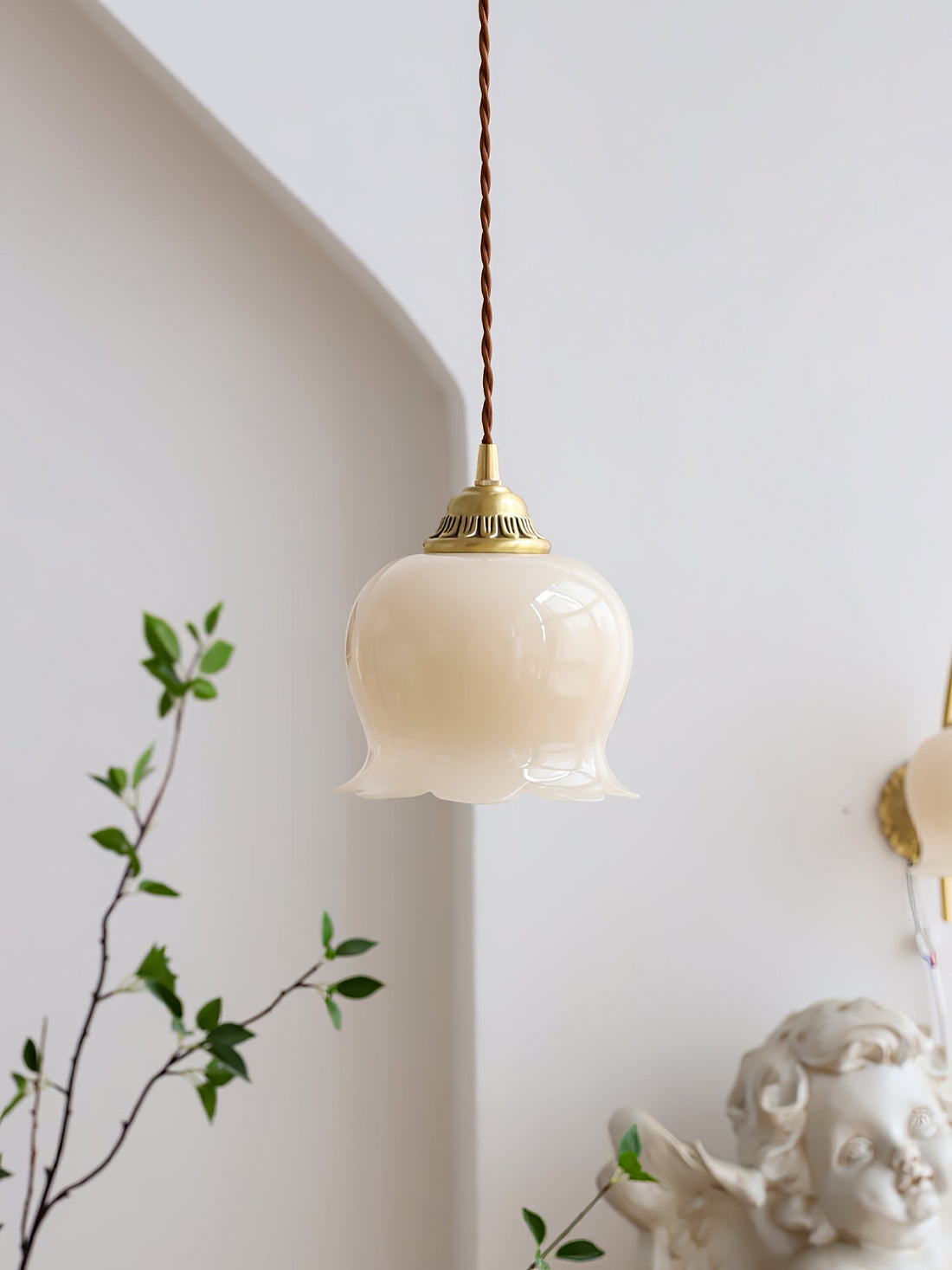 Brass Resin Petal Plug-In Pendant