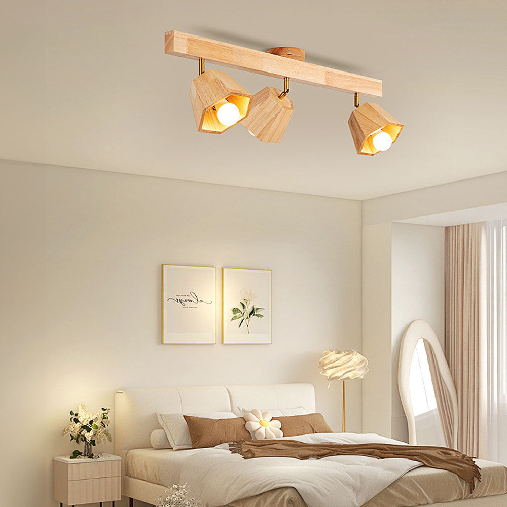 Adjustable Wood Ceiling Light - Polygons Track Light for Living Room