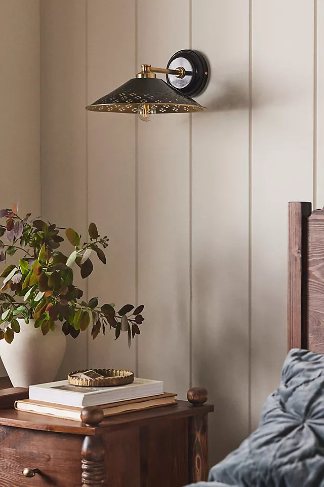 Auriglow Brass Wall Sconce - Perforated Modern Wall Light for Hallway