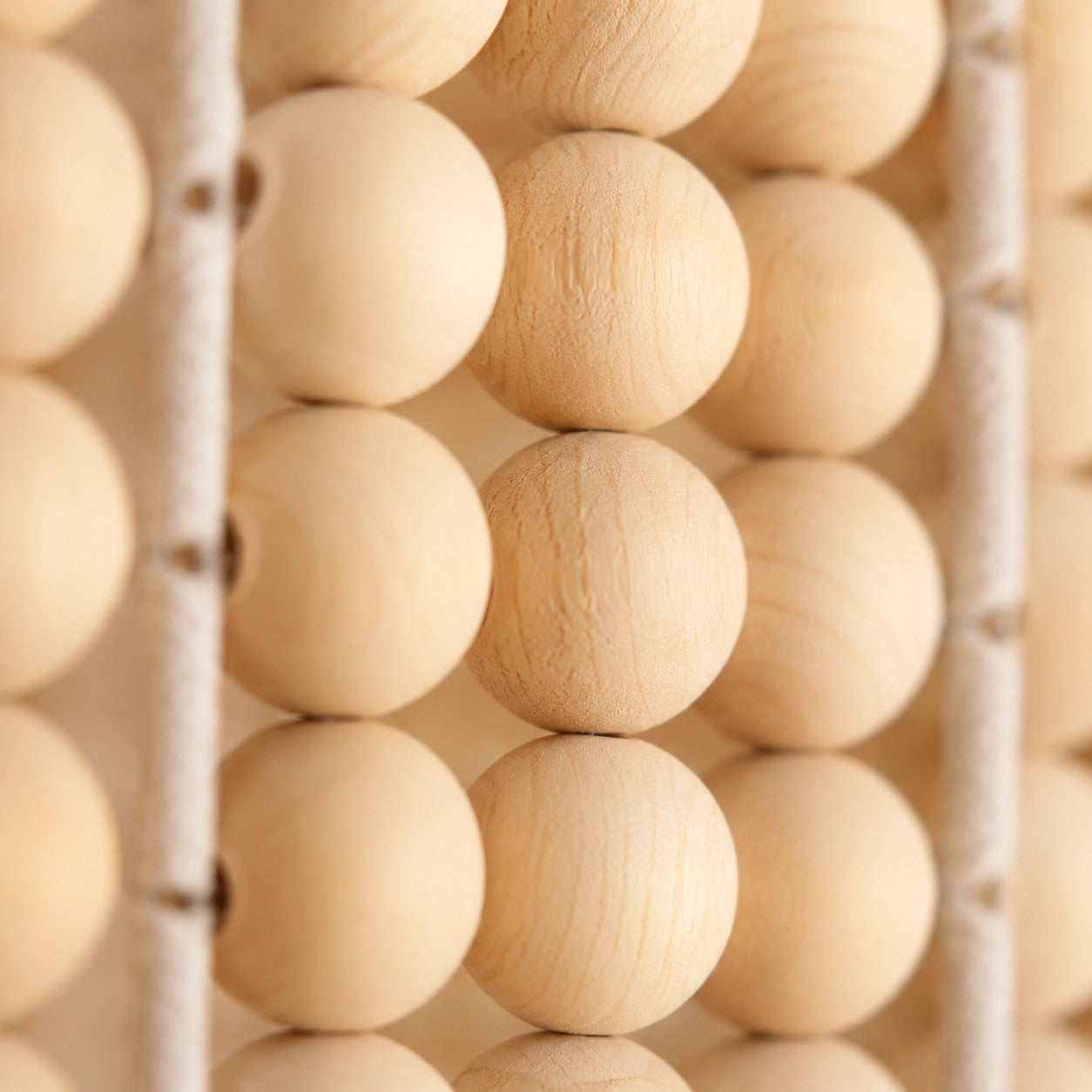 Natural Wood Bead Pendant Light with Wabi-Sabi Dome Shade
